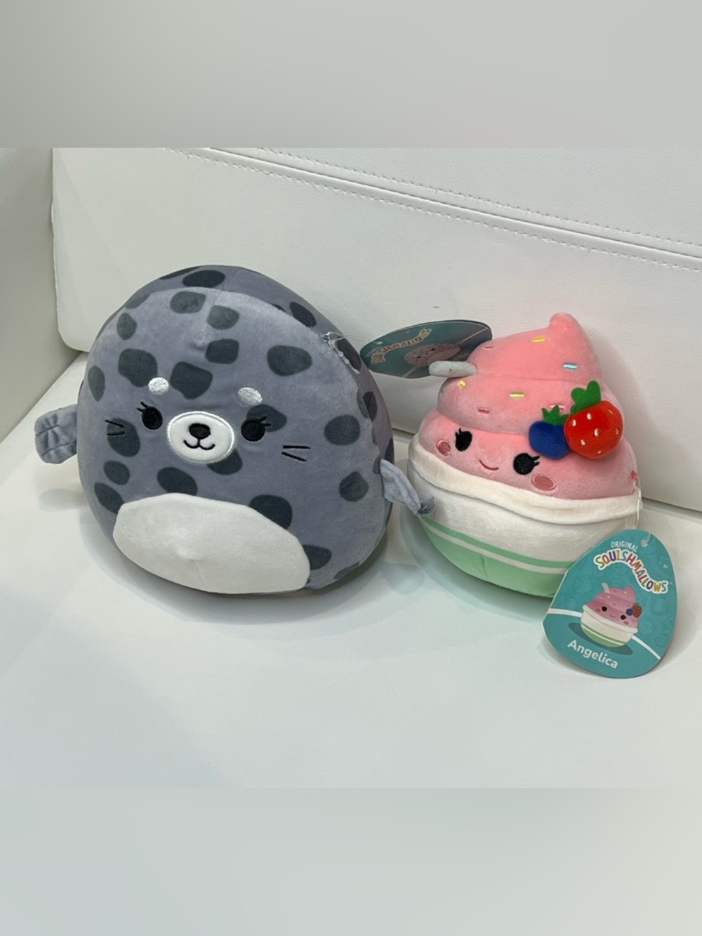 Squishmallows Odile The Spotted Seal  Holiday 8” Angelica The Frozen Yogurt 5”